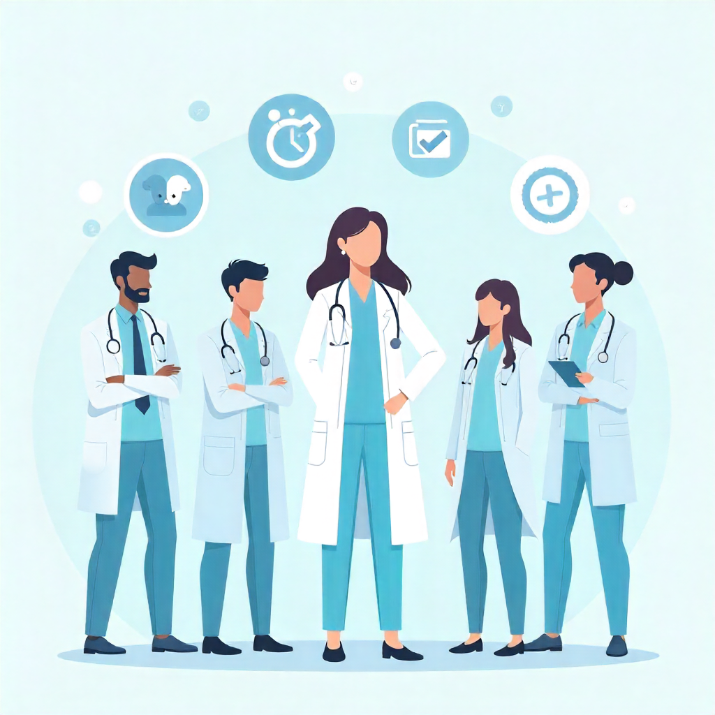 Doctor working with secure data illustration